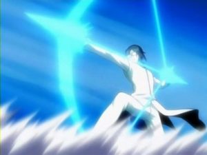 Uryuu Ishida, un Quincy nell'atto di scoccare una delle sue frecce spirituali
